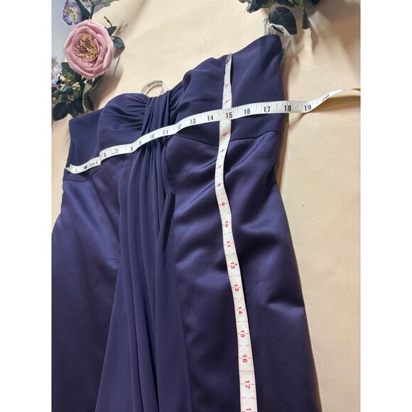 David’s Bridal Strapless Gown Sz 14 Ruched Bodice Formal Bridesmaid Eveningwear - Picture 8 of 10